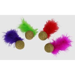 Multipet Compressed Catnip Ball with Feather Cat Toy Assorted 5 in